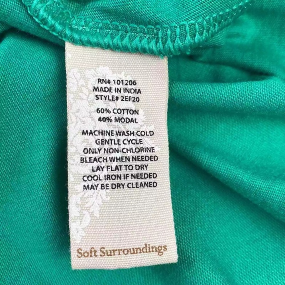 Soft Surroundings V Neck Maxi Green Dress. Size L - Picture 9 of 10